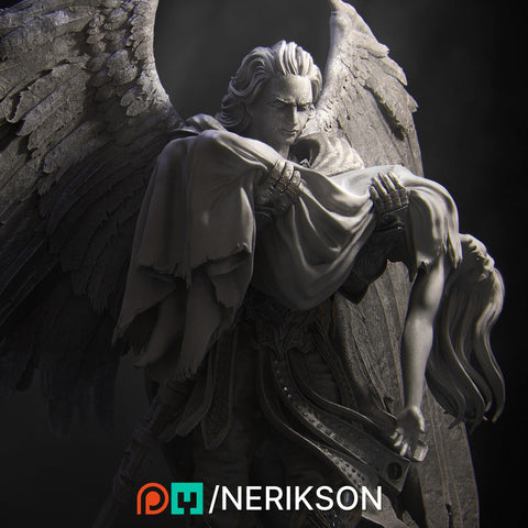 Winged Paladin, Angel, Celestial also version No Helmet PC / NPC Unpainted D&D 5e | 28mm,32mm,54mm,75mm,100mm Scales | Pathfinder| NERIKSON