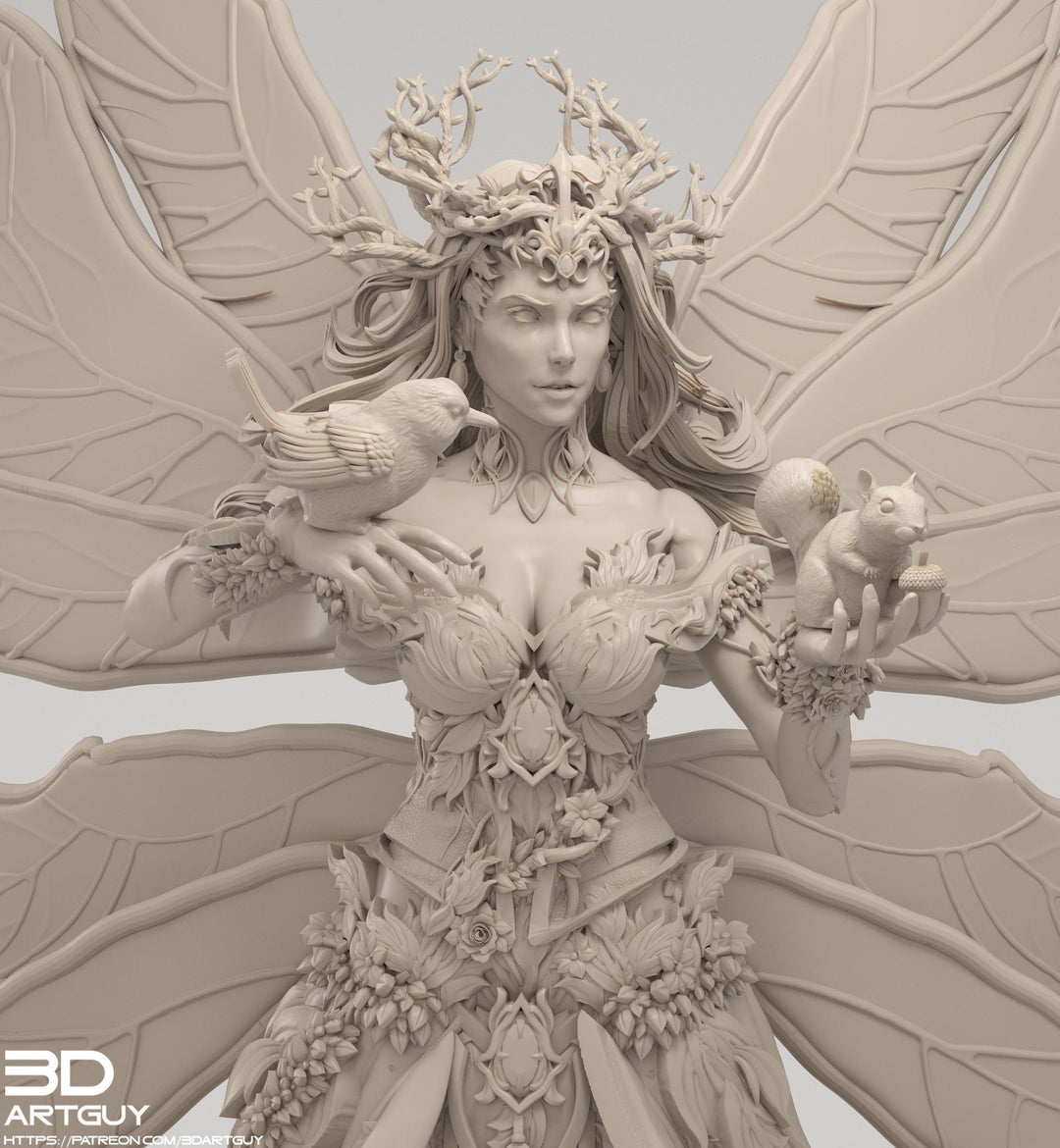 Fairy Queen, Fey Fairy Winged Female Druid PC or NPC D&D 5e | 28mm, 32mm,54mm,75mm, 100mm Scales | Dungeons and Dragons | Pathfinder |