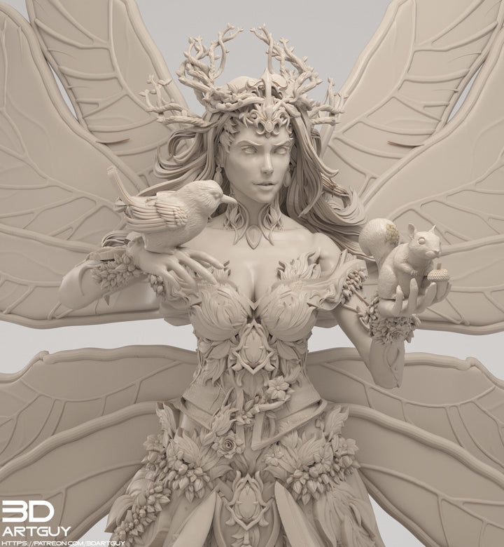 Fairy Queen, Fey Fairy Winged Female Druid PC or NPC D&amp;D 5e | 28mm, 32mm,54mm,75mm, 100mm Scales | Dungeons and Dragons | Pathfinder |