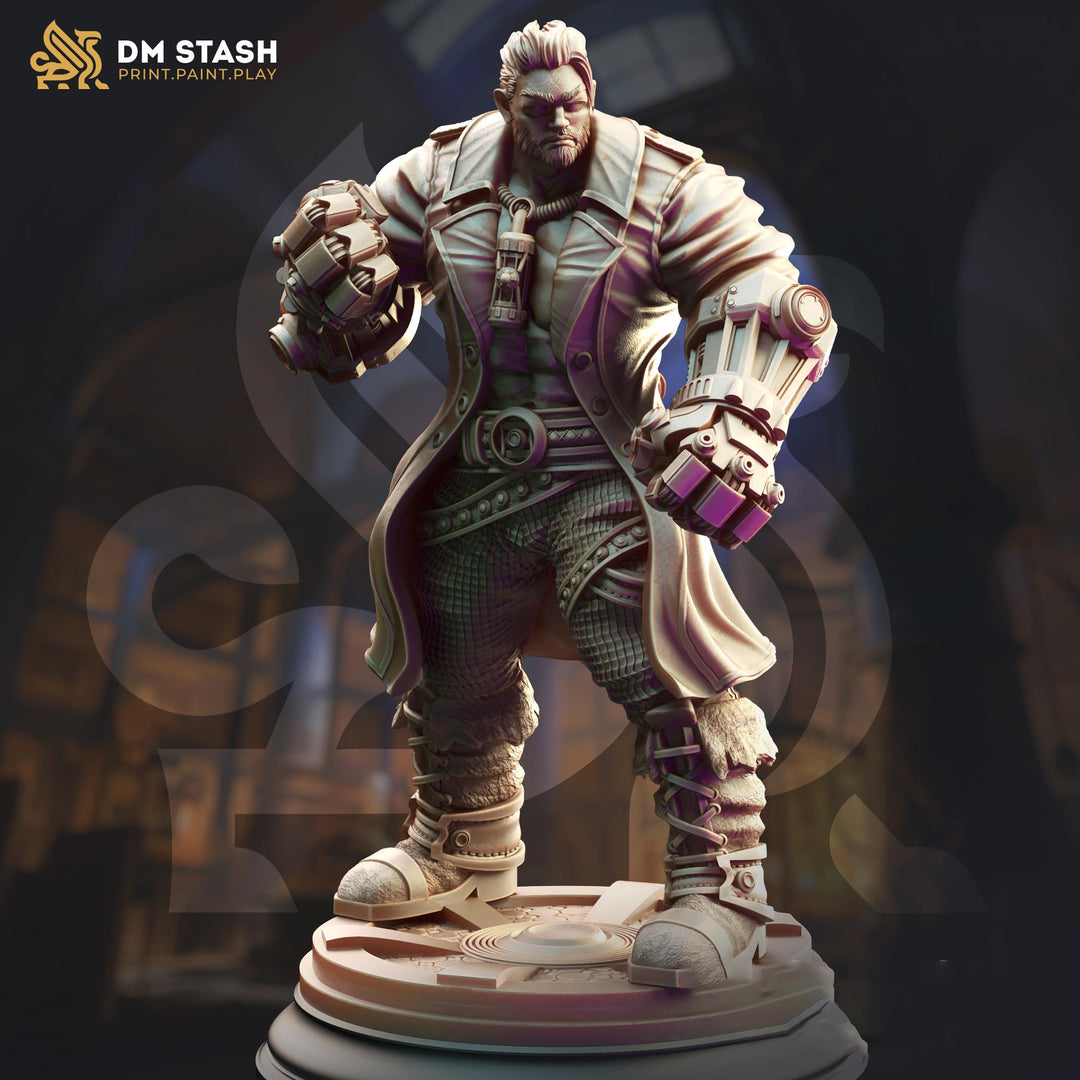 Human Artificer Armorer Mechanical Fists PC/ NPC Mini | 28mm,32mm,54mm,75mm,100mm Scale | Dungeons and Dragons 5e | Pathfinder | DM Stash