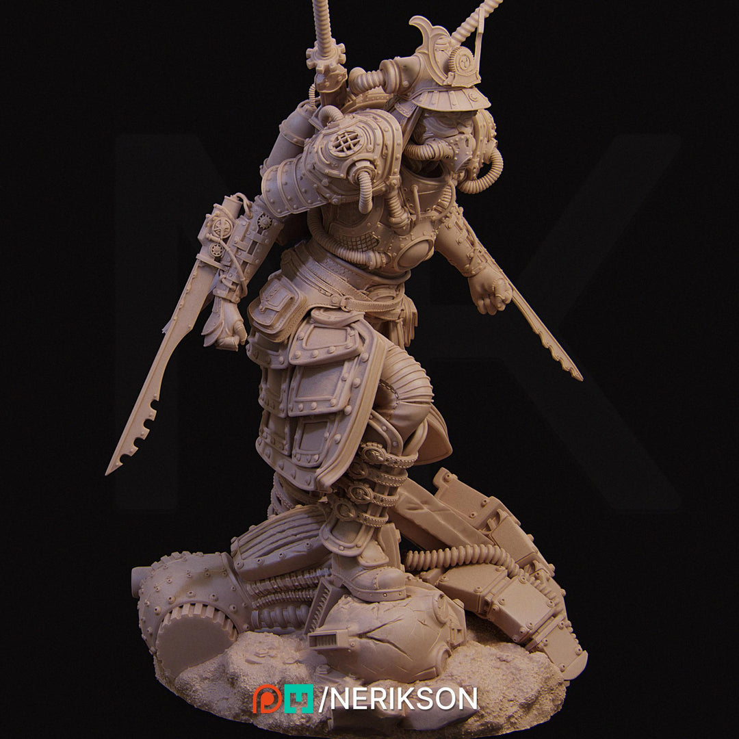 Human Female Steampunk Samurai also w/ Mask PC/ NPC DnD, Unpainted | 28mm,32mm,54mm,75mm,100mm,140mm |Dungeons &amp; Dragons Pathfinder|NERIKSON