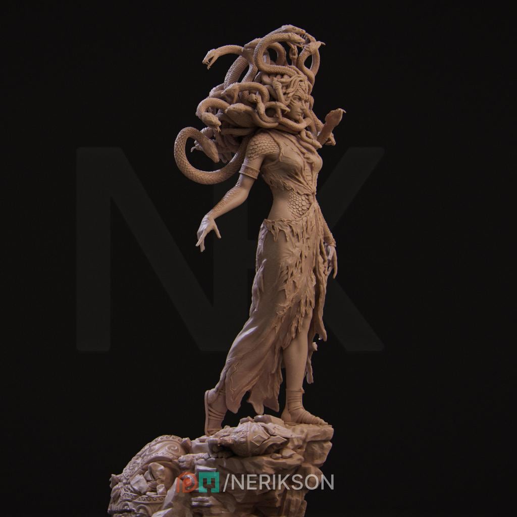 Medusa Monstrosity D&amp;D Monster Unpainted Miniature | 28mm, 32mm, 54mm,75mm, 100mm, 140mm Scales | Dungeons and Dragons Pathfinder | NERIKSON