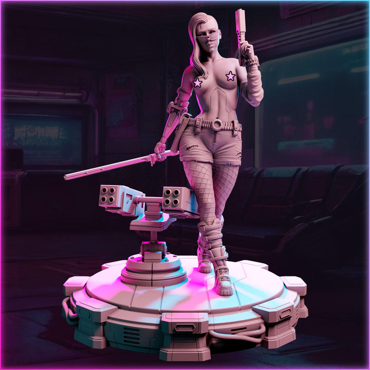 Female Sci-Fi Warrior Soldier, PC NPC Unpainted Resin Miniature | NSFW Topless version | 28mm, 32mm,54mm, 75mm, 100mm Scales | DnD 5e