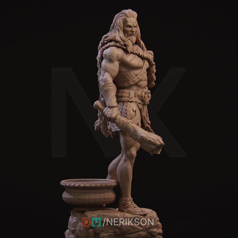 Human Barbarian, Heracles PC / NPC Unpainted Miniature | 28mm,32mm,54mm,75mm,100mm,140mm Scales | Dungeons and Dragons Pathfinder | NERIKSON