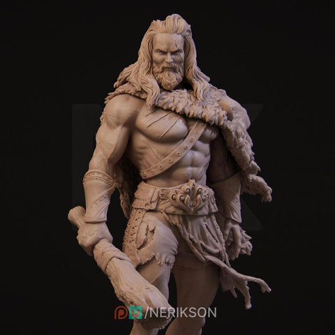 Human Barbarian, Heracles PC / NPC Unpainted Miniature | 28mm,32mm,54mm,75mm,100mm,140mm Scales | Dungeons and Dragons Pathfinder | NERIKSON