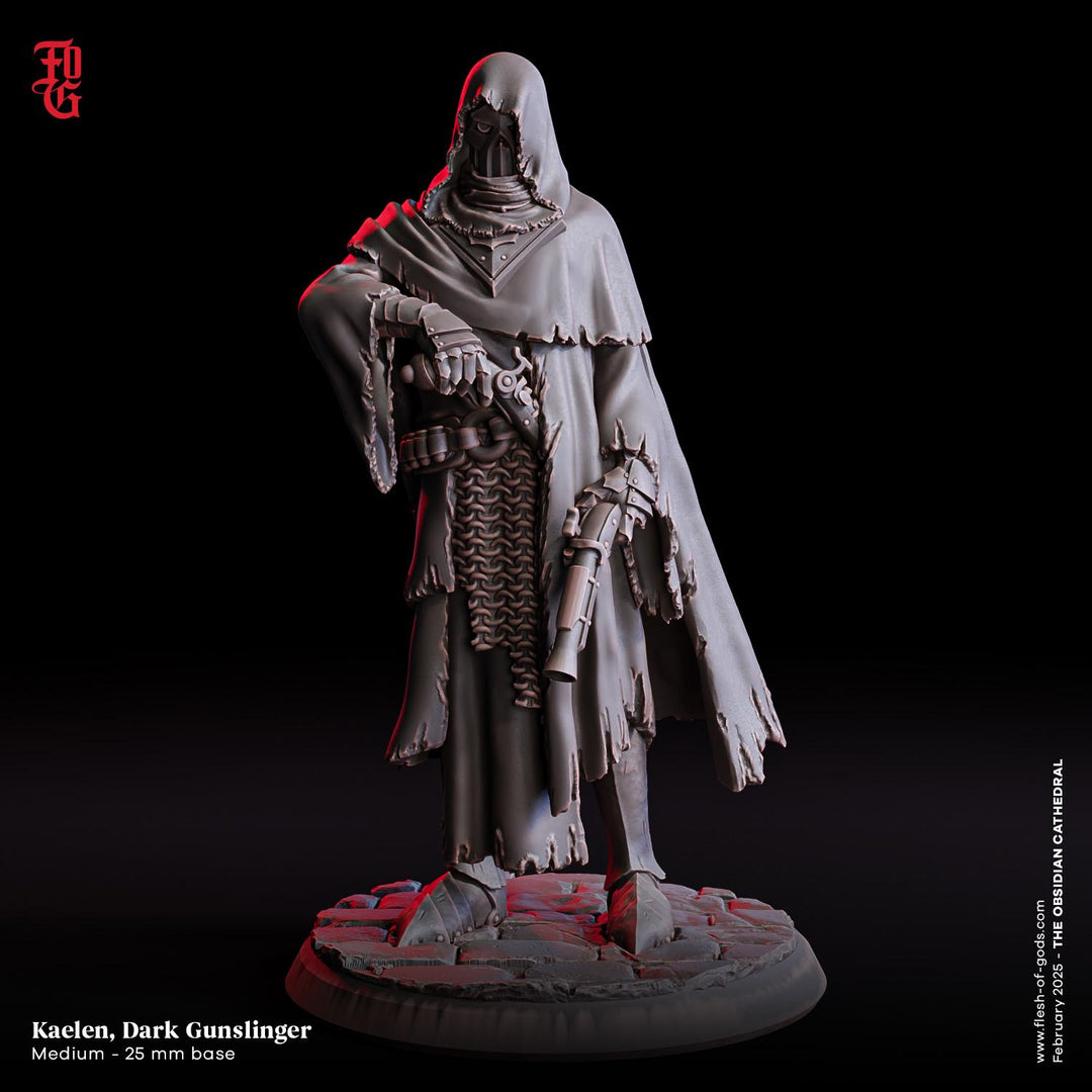 Human Dark Gunslinger Fighter PC NPC | 28mm, 32mm,54mm,75mm,100mm Scales | Player Character D&amp;D 5e Pathfinder Figurine | Flesh of Gods