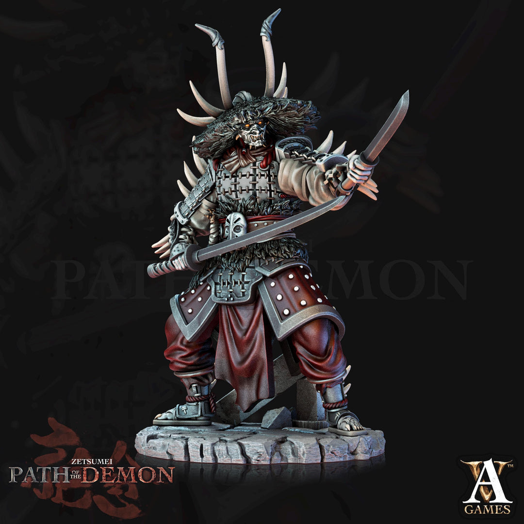 Samurai Demon, Undead Fighter, Senshi Unpainted Miniature D&D 5e | 28mm,32mm,54mm,75mm,100mm Scales | Dungeons and Dragons | Pathfinder |