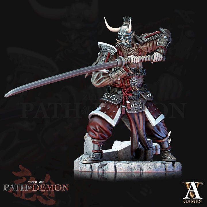 Samurai Demon, Undead Fighter, Senshi Unpainted Miniature D&amp;D 5e | 28mm,32mm,54mm,75mm,100mm Scales | Dungeons and Dragons | Pathfinder |