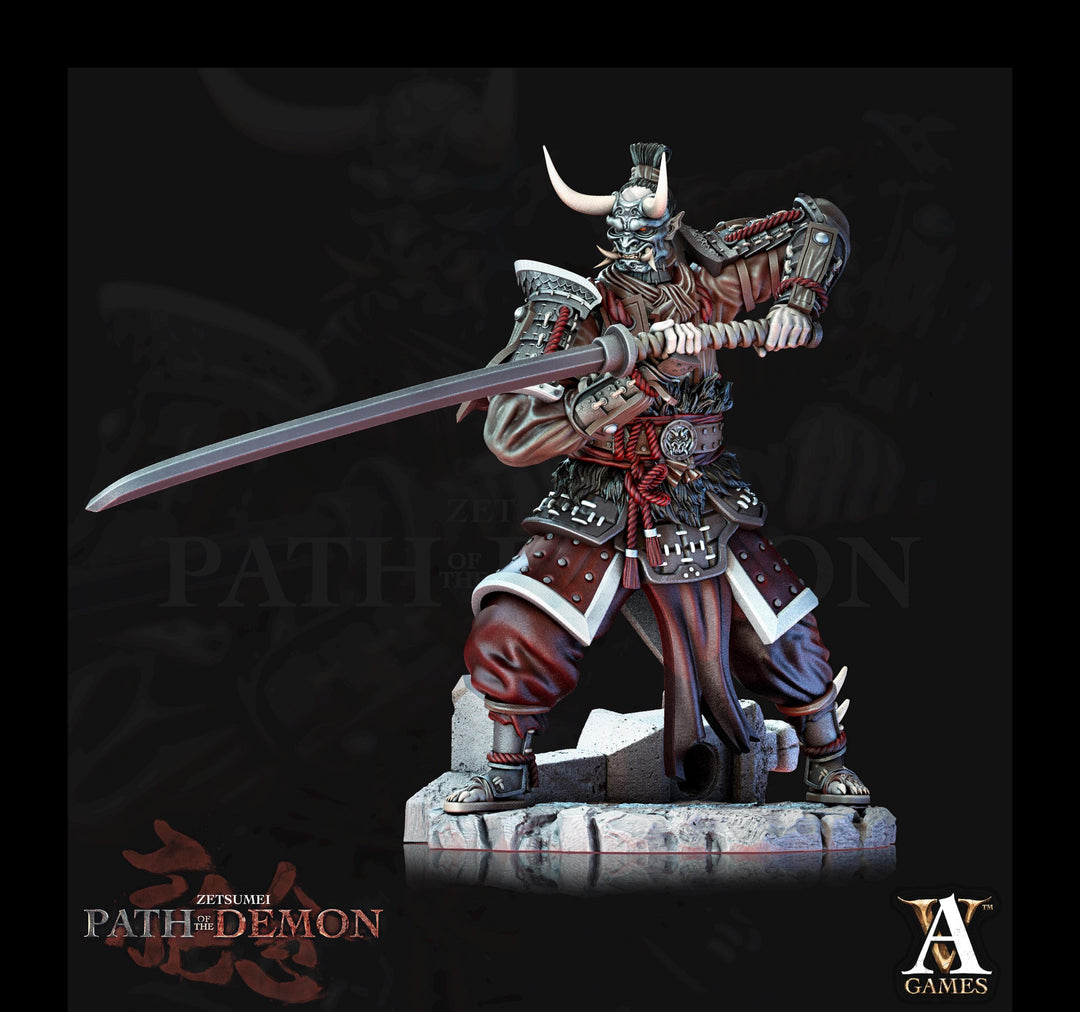 Samurai Demon, Undead Fighter, Senshi Unpainted Miniature D&D 5e | 28mm,32mm,54mm,75mm,100mm Scales | Dungeons and Dragons | Pathfinder |