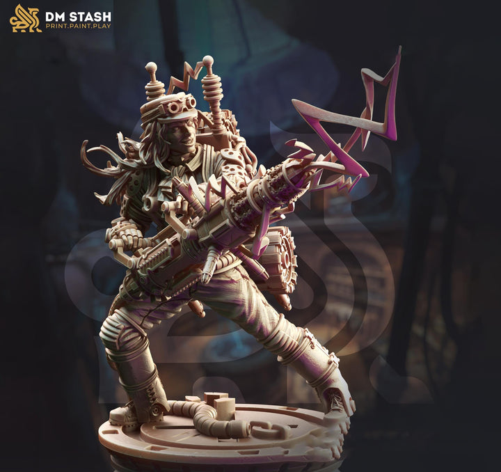 Human Female Artificer Artillerist PC/ NPC Mini | 28mm,32mm,54mm,75mm,100mm Scale | Dungeons and Dragons 5e | Pathfinder | DM Stash