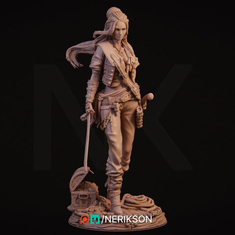 Female Rogue Swashbuckler Pirate PC / NPC Unpainted Miniature | 28mm,32mm,54mm,75mm, 100mm Scales | Dungeons & Dragons Pathfinder | NERIKSON