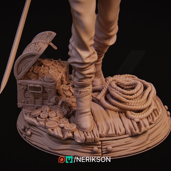 Female Rogue Swashbuckler Pirate PC / NPC Unpainted Miniature | 28mm,32mm,54mm,75mm, 100mm Scales | Dungeons &amp; Dragons Pathfinder | NERIKSON