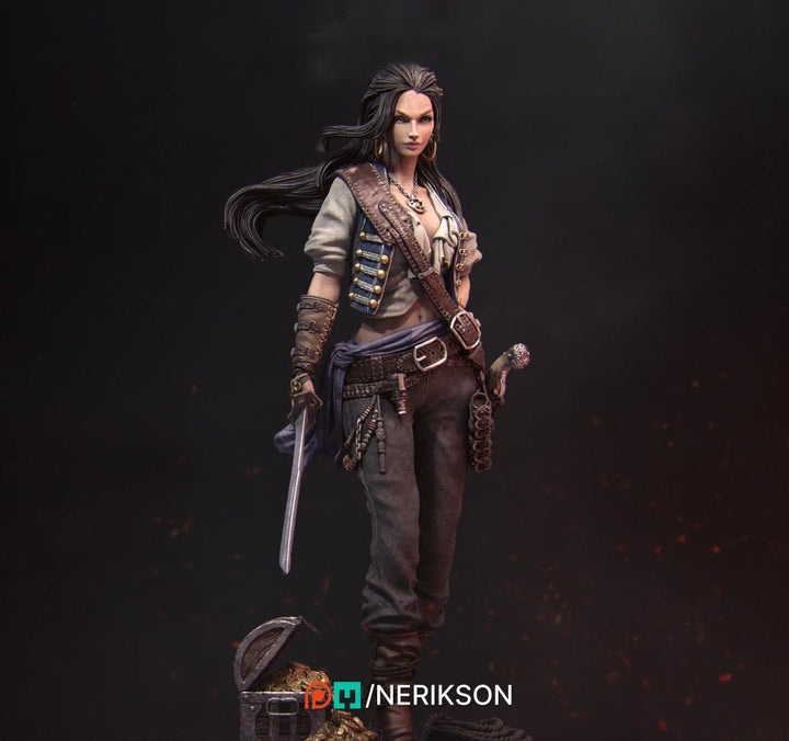 Female Rogue Swashbuckler Pirate PC / NPC Unpainted Miniature | 28mm,32mm,54mm,75mm, 100mm Scales | Dungeons &amp; Dragons Pathfinder | NERIKSON