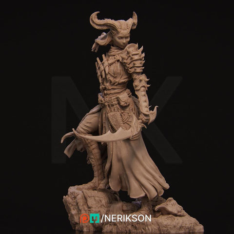 Female Tiefling Rogue Assassin Fighter PC/ NPC Unpainted Figure | 28mm,32mm,54mm,75mm,100mm Scales | Dungeons & Dragons Pathfinder |NERIKSON