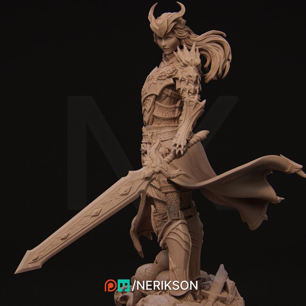 Human Female Hexblade Warlock, Oathbreaker Paladin PC/ NPC Unpainted | 6 Sizes /Scales | D&amp;D