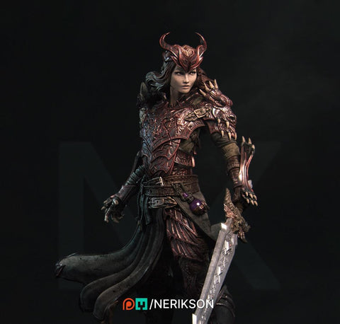 Human Female Hexblade Warlock, Oathbreaker Paladin PC/ NPC Unpainted | 6 Sizes /Scales | D&D