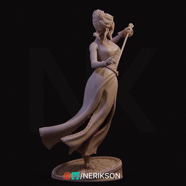 Female Fighter Swashbuckler Duelist PC / NPC Unpainted Mini | 28mm,32mm,54mm,75mm,100mm,140mm Scales | D&amp;D 5s Pathfinder | NERIKSON