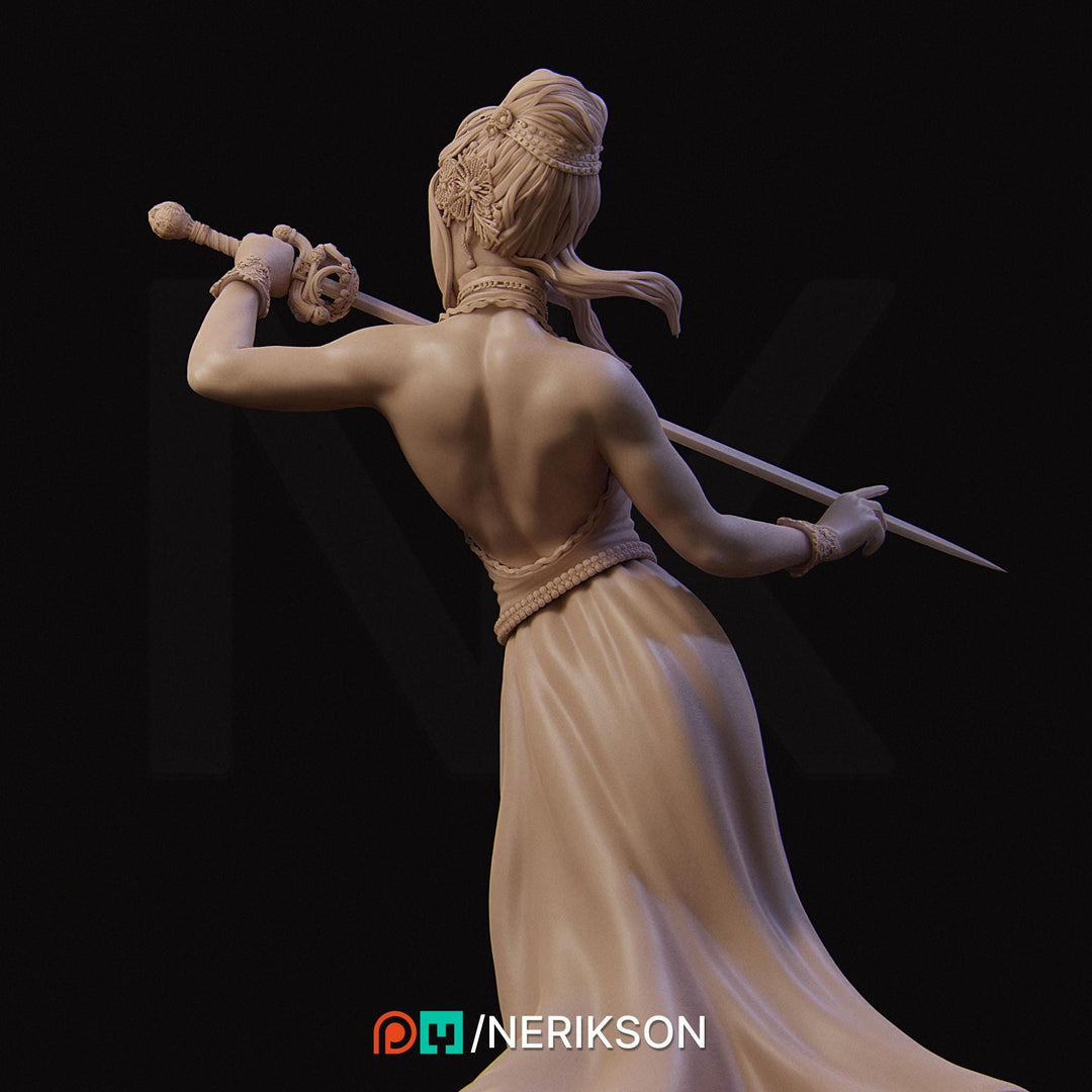 Female Fighter Swashbuckler Duelist PC / NPC Unpainted Mini | 28mm,32mm,54mm,75mm,100mm,140mm Scales | D&amp;D 5s Pathfinder | NERIKSON
