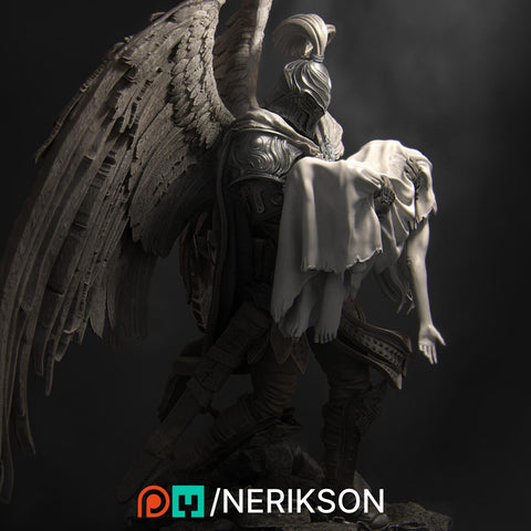 Winged Paladin, Angel, Celestial also version No Helmet PC / NPC Unpainted D&D 5e | 28mm,32mm,54mm,75mm,100mm Scales | Pathfinder| NERIKSON