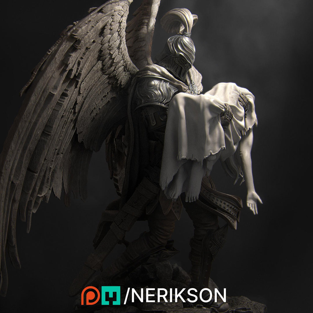 Winged Paladin, Angel, Celestial also version No Helmet PC / NPC Unpainted D&amp;D 5e | 28mm,32mm,54mm,75mm,100mm Scales | Pathfinder| NERIKSON