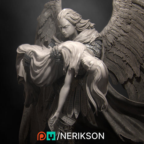 Winged Paladin, Angel, Celestial also version No Helmet PC / NPC Unpainted D&D 5e | 28mm,32mm,54mm,75mm,100mm Scales | Pathfinder| NERIKSON