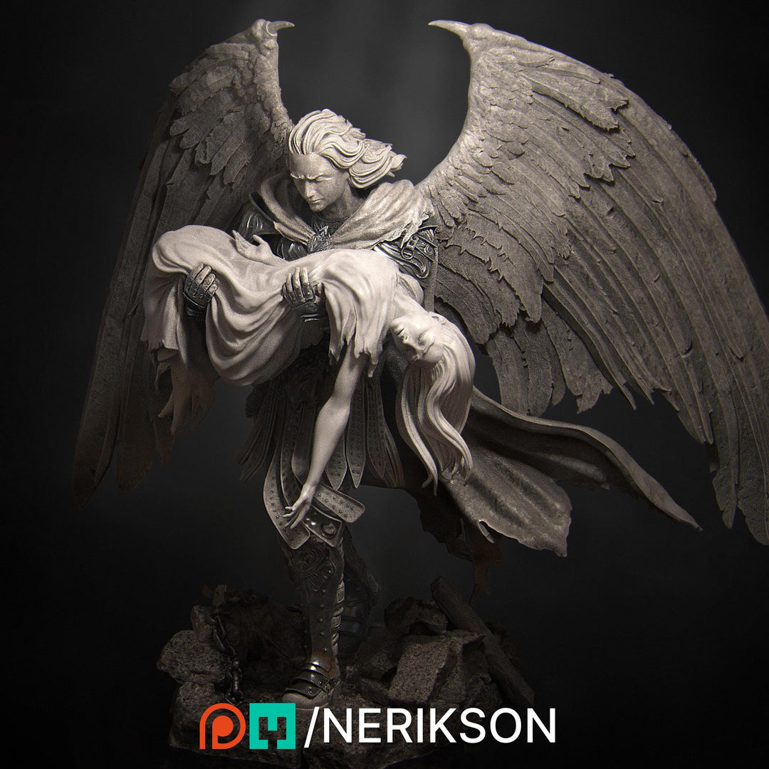 Winged Paladin, Angel, Celestial also version No Helmet PC / NPC Unpainted D&amp;D 5e | 28mm,32mm,54mm,75mm,100mm Scales | Pathfinder| NERIKSON