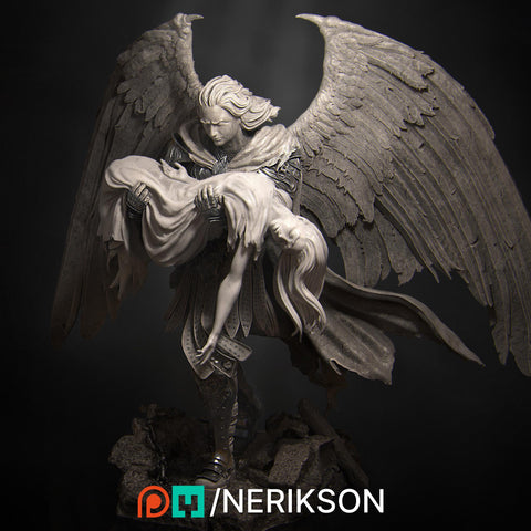 Winged Paladin, Angel, Celestial also version No Helmet PC / NPC Unpainted D&D 5e | 28mm,32mm,54mm,75mm,100mm Scales | Pathfinder| NERIKSON