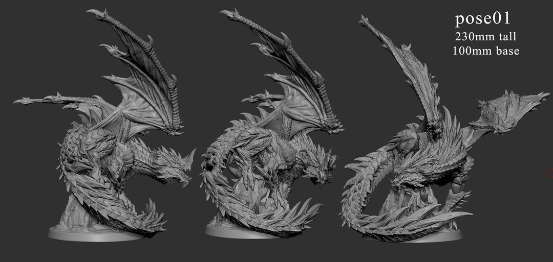 Legendary Chromatic Blue Dragon (4 sizes) D&amp;D Unpainted Miniature | 230mm Height | Resin Figurine | Dungeons and Dragons 5e Pathfinder |