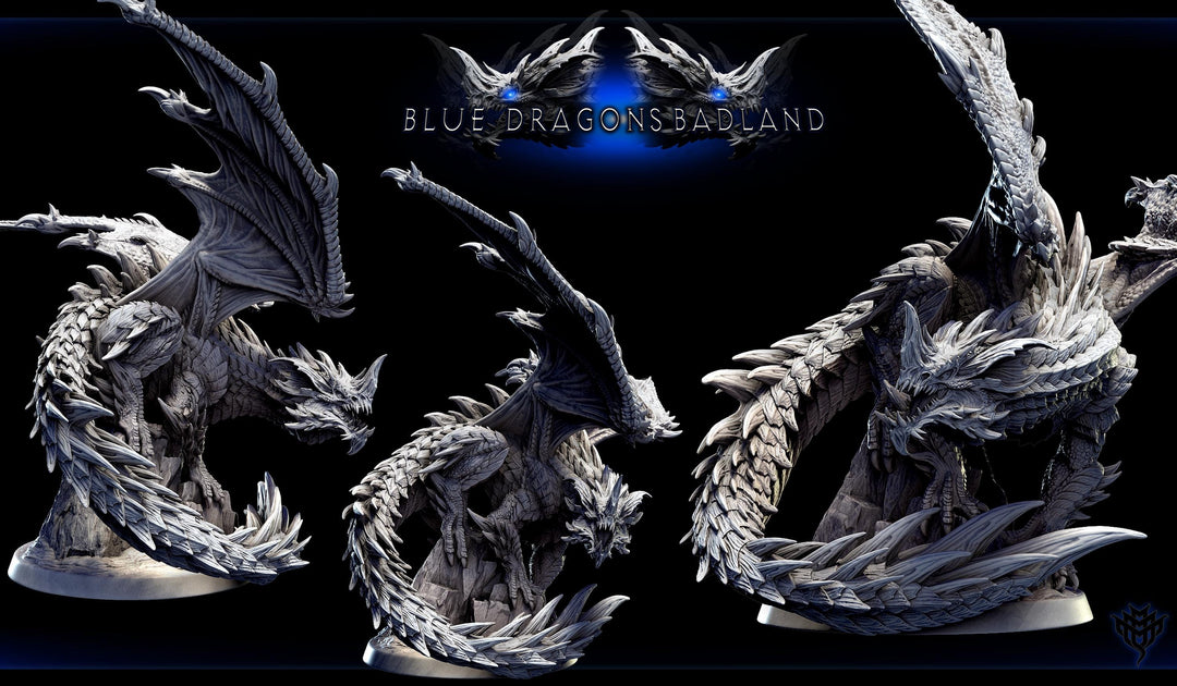 Legendary Chromatic Blue Dragon (4 sizes) D&amp;D Unpainted Miniature | 230mm Height | Resin Figurine | Dungeons and Dragons 5e Pathfinder |