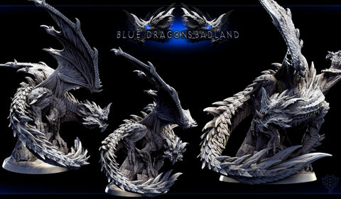 Legendary Chromatic Blue Dragon (4 sizes) D&D Unpainted Miniature | 230mm Height | Resin Figurine | Dungeons and Dragons 5e Pathfinder |