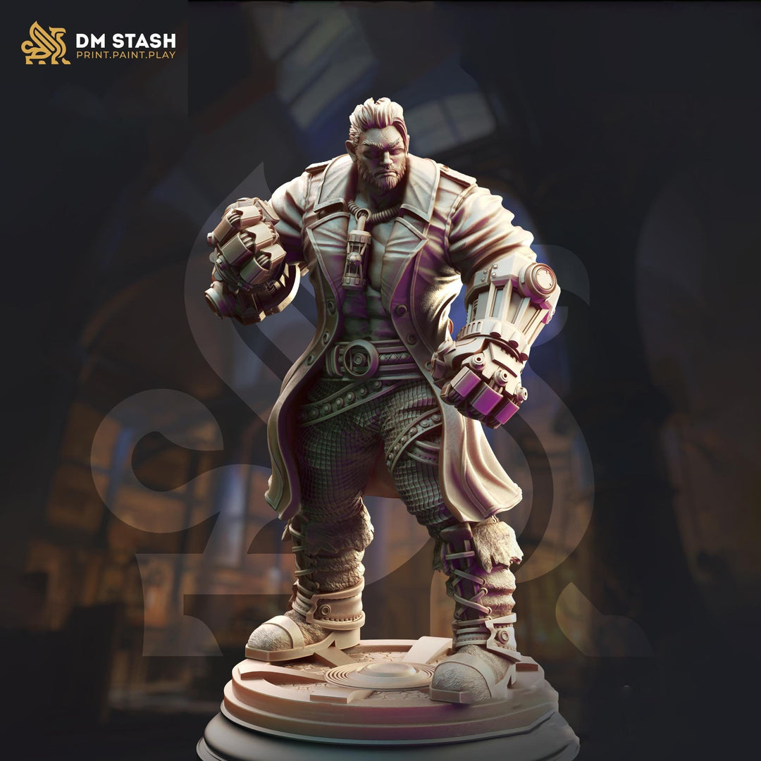 Human Artificer Armorer Mechanical Fists PC/ NPC Mini | 28mm,32mm,54mm,75mm,100mm Scale | Dungeons and Dragons 5e | Pathfinder | DM Stash
