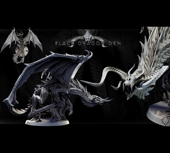 Legendary Chromatic Black Dragon (4 sizes) D&amp;D Miniature | 310mm Wing Span,170mm Height | Resin Figurine |Dungeons and Dragons 5e Pathfinder