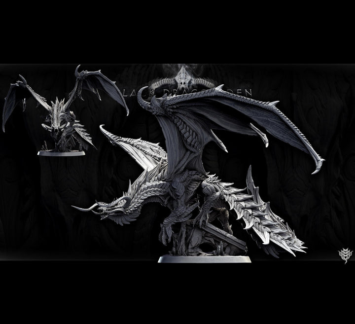 Legendary Chromatic Black Dragon (4 sizes) D&amp;D Miniature | 310mm Wing Span,170mm Height | Resin Figurine |Dungeons and Dragons 5e Pathfinder