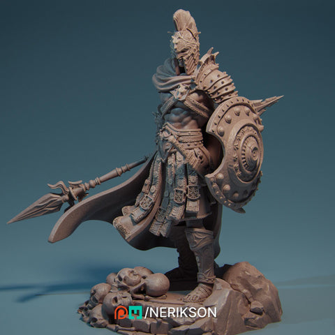 Human Fighter Polearm Master w/ Shield PC/ NPC Unpainted Figure | 28mm,32mm,54mm,75mm,100mm Scales | Dungeons & Dragons Pathfinder |NERIKSON