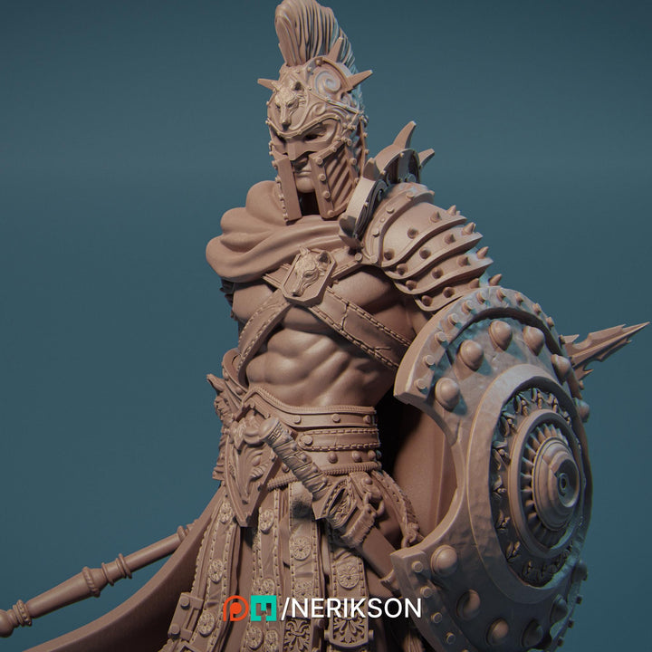 Human Fighter Polearm Master w/ Shield PC/ NPC Unpainted Figure | 28mm,32mm,54mm,75mm,100mm Scales | Dungeons &amp; Dragons Pathfinder |NERIKSON