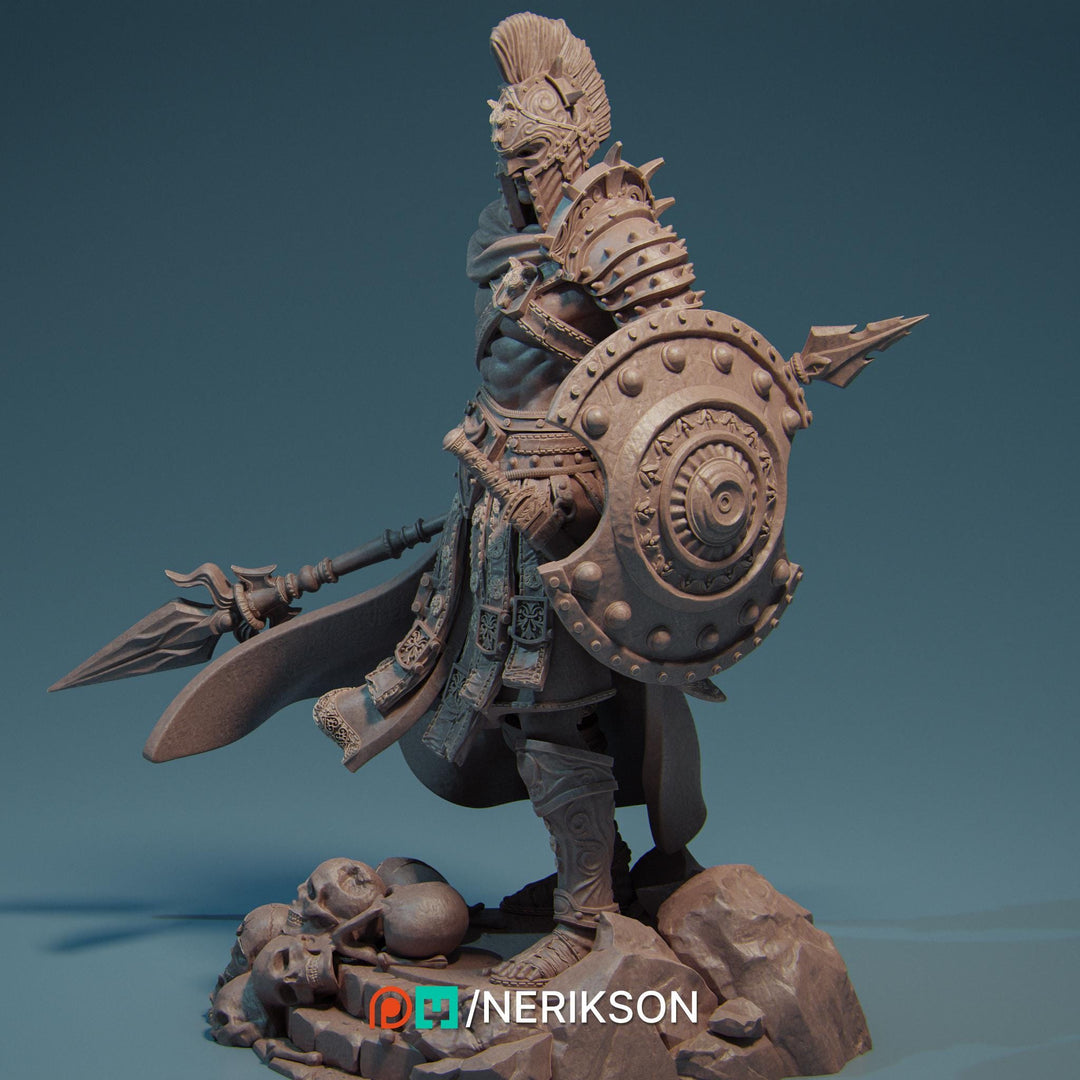 Human Fighter Polearm Master w/ Shield PC/ NPC Unpainted Figure | 28mm,32mm,54mm,75mm,100mm Scales | Dungeons &amp; Dragons Pathfinder |NERIKSON