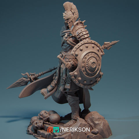 Human Fighter Polearm Master w/ Shield PC/ NPC Unpainted Figure | 28mm,32mm,54mm,75mm,100mm Scales | Dungeons & Dragons Pathfinder |NERIKSON