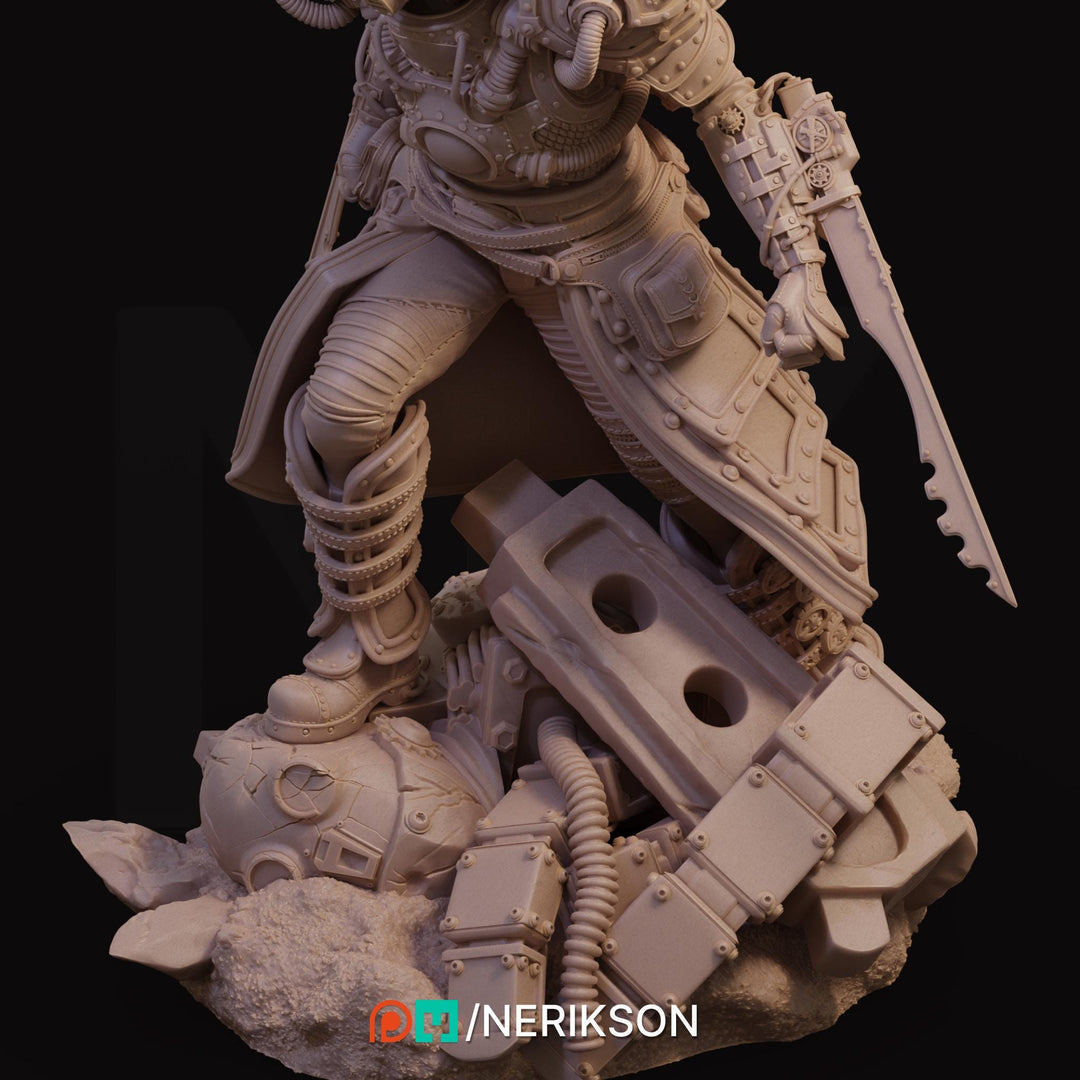 Human Female Steampunk Samurai also w/ Mask PC/ NPC DnD, Unpainted | 28mm,32mm,54mm,75mm,100mm,140mm |Dungeons &amp; Dragons Pathfinder|NERIKSON