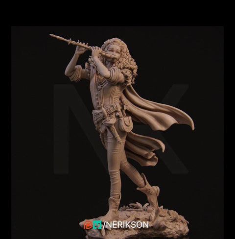 Female Human Bard PC / NPC Unpainted Miniature | 28mm, 32mm,54mm,75mm, 100mm Scales | Dungeons and Dragons Pathfinder | NERIKSON