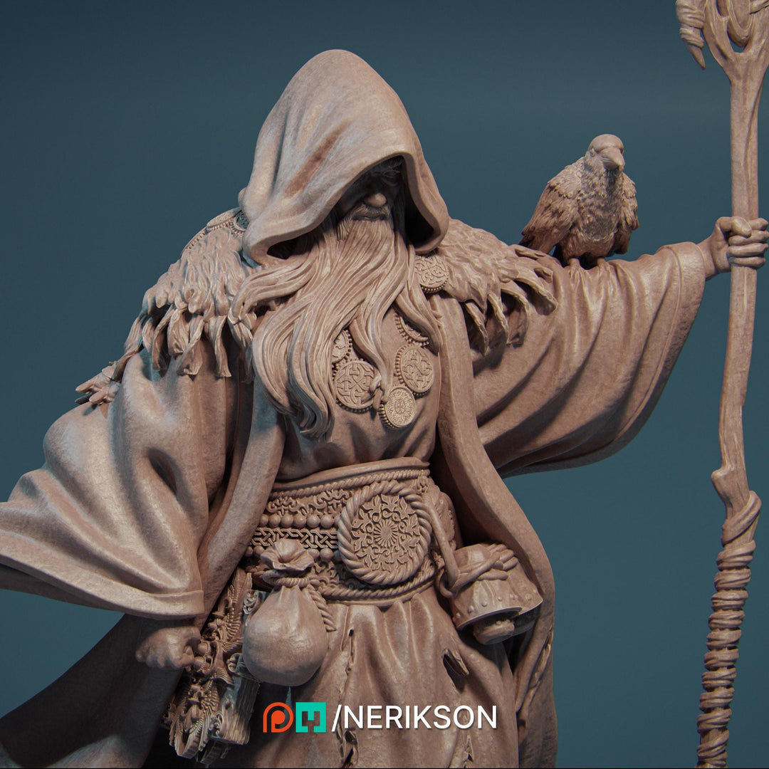 Human Wizard, Druid PC/ NPC Unpainted Figure | 28mm,32mm,54mm,75mm,100mm Scales | Dungeons &amp; Dragons Pathfinder |NERIKSON