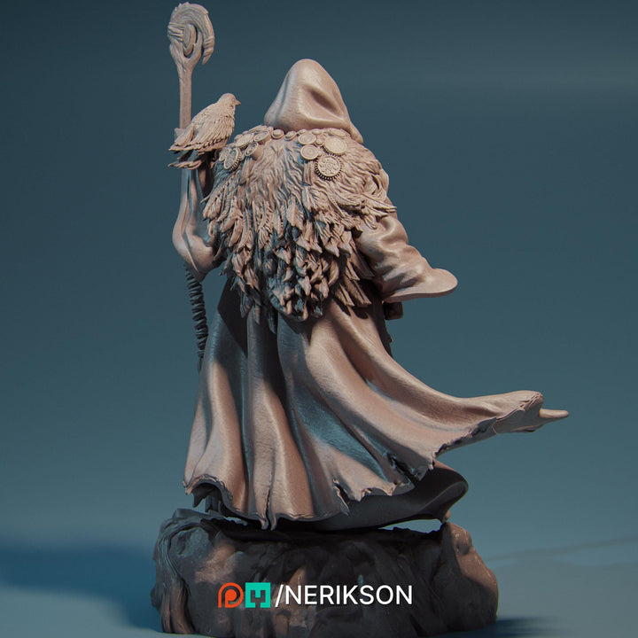 Human Wizard, Druid PC/ NPC Unpainted Figure | 28mm,32mm,54mm,75mm,100mm Scales | Dungeons &amp; Dragons Pathfinder |NERIKSON