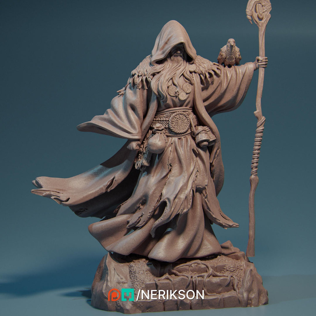 Human Wizard, Druid PC/ NPC Unpainted Figure | 28mm,32mm,54mm,75mm,100mm Scales | Dungeons &amp; Dragons Pathfinder |NERIKSON
