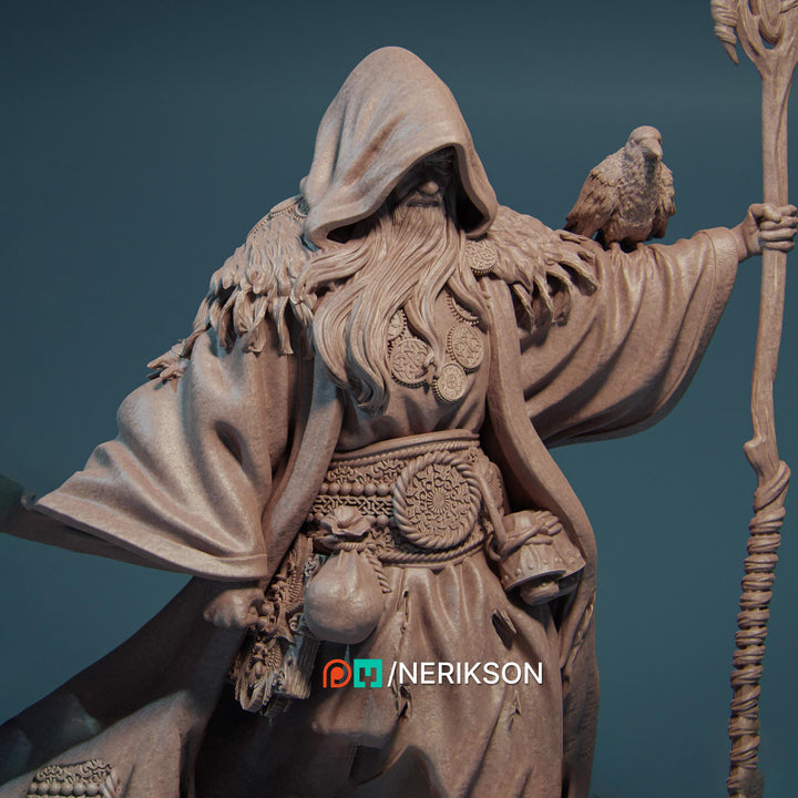 Human Wizard, Druid PC/ NPC Unpainted Figure | 28mm,32mm,54mm,75mm,100mm Scales | Dungeons &amp; Dragons Pathfinder |NERIKSON