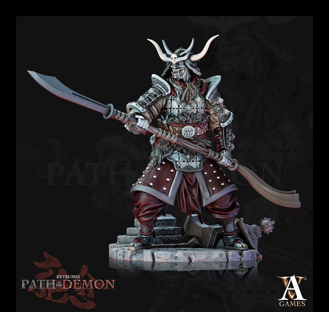Samurai Demon, Undead Fighter, Senshi Unpainted Miniature D&D 5e | 28mm,32mm,54mm,75mm,100mm Scales | Dungeons and Dragons | Pathfinder |