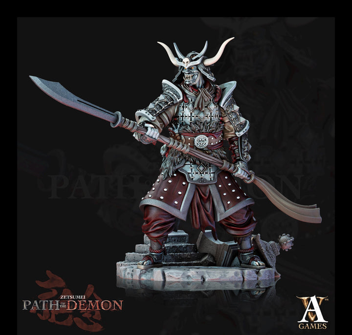 Samurai Demon, Undead Fighter, Senshi Unpainted Miniature D&amp;D 5e | 28mm,32mm,54mm,75mm,100mm Scales | Dungeons and Dragons | Pathfinder |