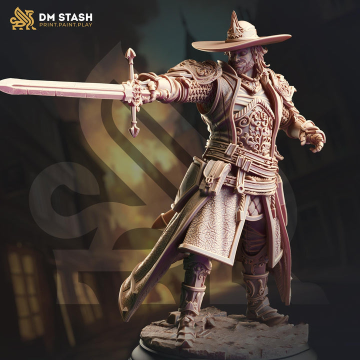 Human Fighter, Witch Hunter, Inquisitor, Cleric | Unpainted Miniature | 28mm, 32mm, 54mm,75mm, 100mm Scales | Pathfinder Figure | DnD |