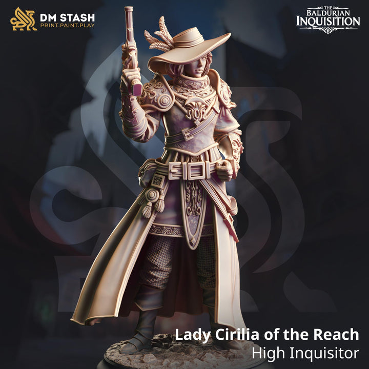 Human Female Fighter, Gunslinger Witch Hunter, Inquisitor| Unpainted Miniature | 28mm, 32mm, 54mm,75mm, 100mm Scales | Pathfinder | DnD |