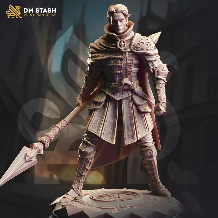 Human Fighter, Ranger Polearm Master | Unpainted Miniature | 28mm, 32mm, 54mm,75mm, 100mm Scales | Pathfinder Figure | DnD |