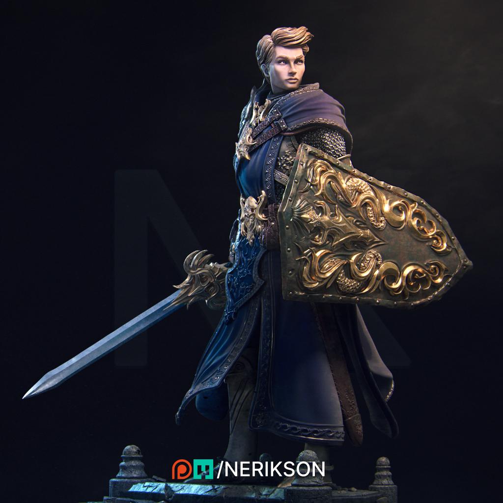 Human Paladin. Cleric, Fighter PC/ NPC Unpainted Figure | 28mm,32mm,54mm,75mm,100mm Scales | Dungeons &amp; Dragons Pathfinder |NERIKSON