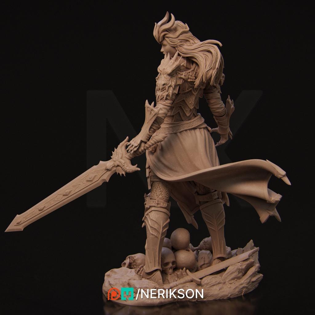 Human Female Hexblade Warlock, Oathbreaker Paladin PC/ NPC Unpainted | 6 Sizes /Scales | D&amp;D